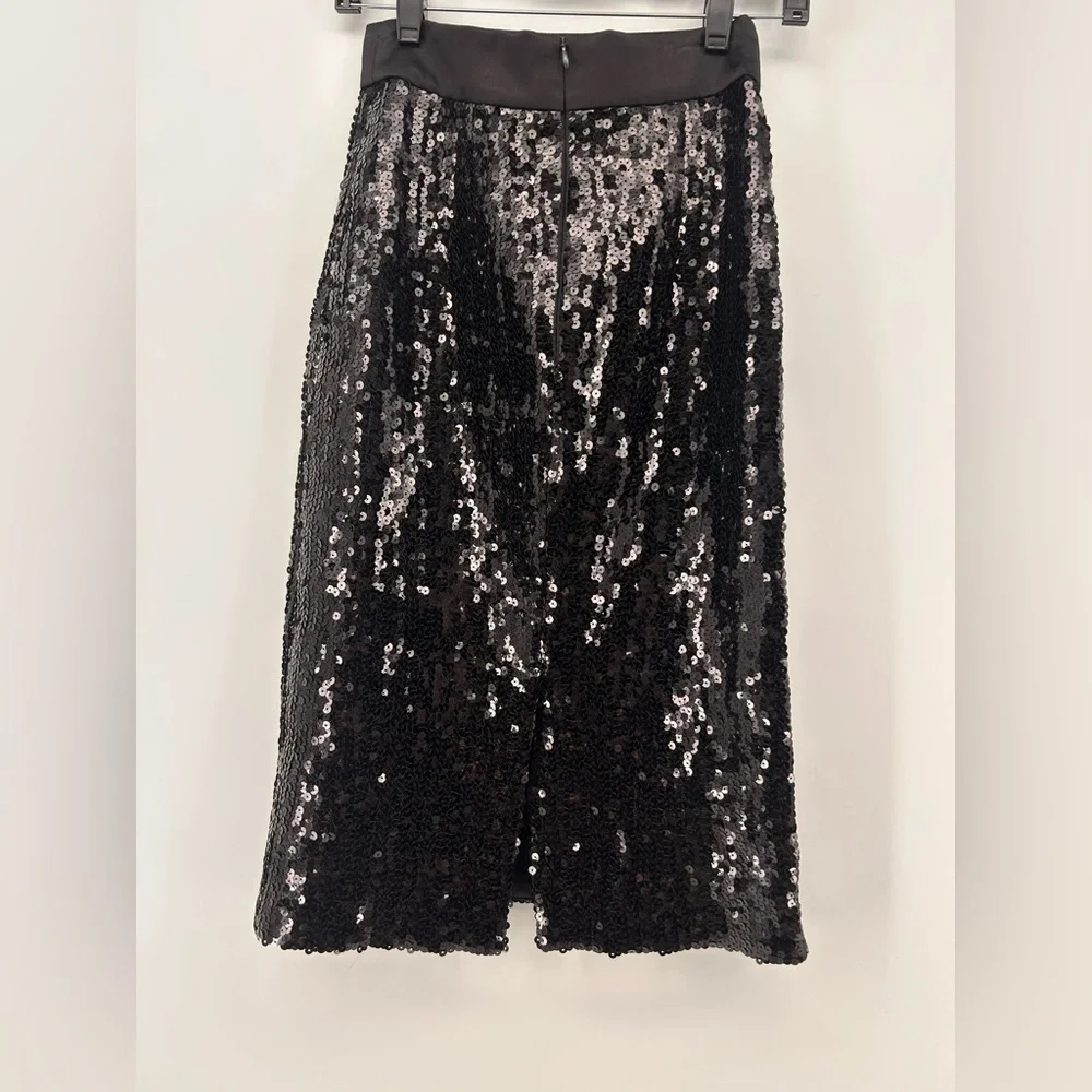 AKRIS Black Sequin BEADED PENCIL SKIRT QUIET LUXURY OLD MONEYSIZE 4 - Picture 2 of 11